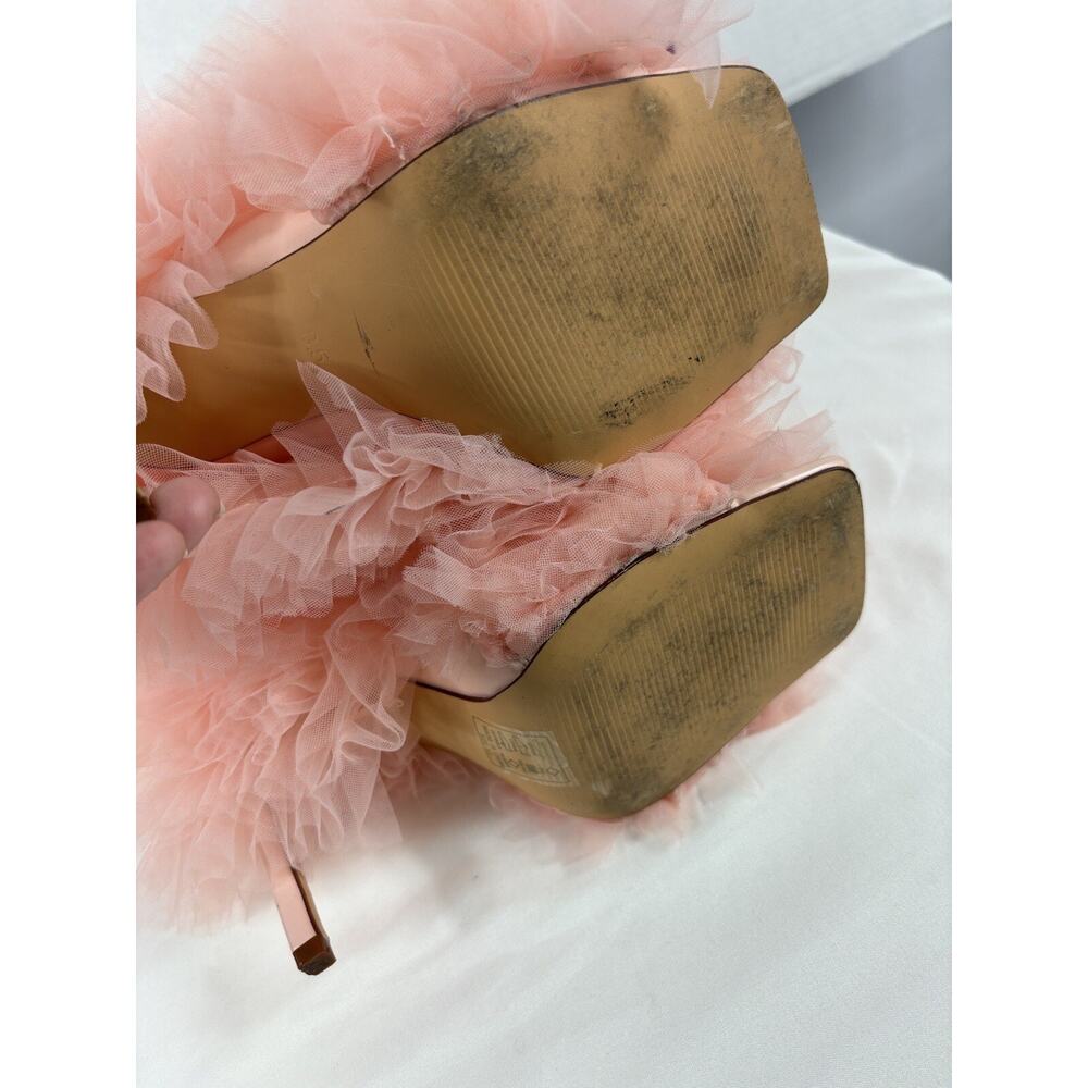 Azalea Wang Meticulously Tulle Tutu Stiletto Bootie Baby Pink 8.5 Open Toe - Picture 11 of 16